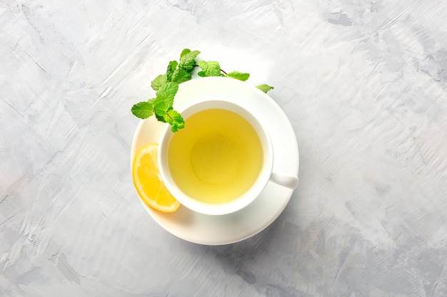 High angle view of tea served on table