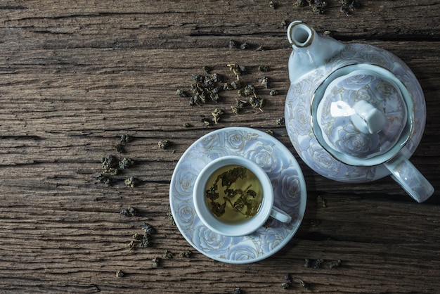 Photo high angle view of tea on table