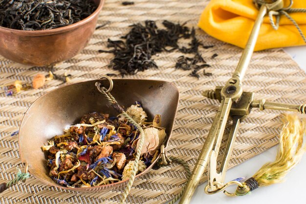 High angle view of tea on table