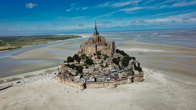 High angle view of temple on beach