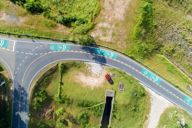 Photo high angle view of text on road