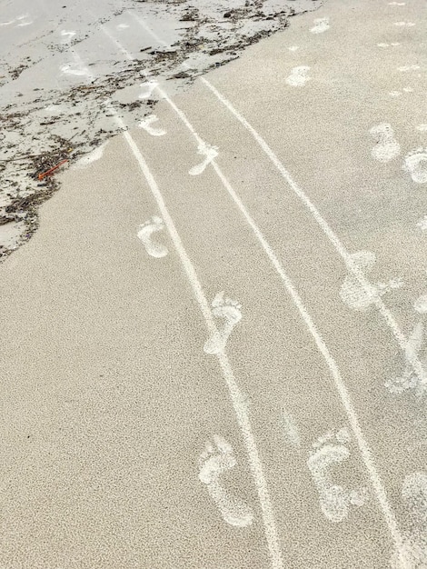 High angle view of text on road