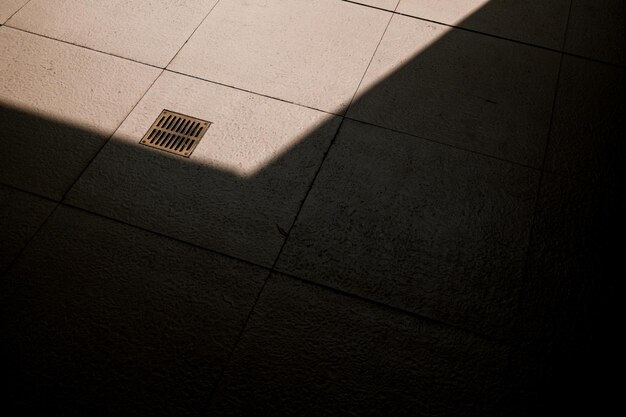 High angle view of tiled floor