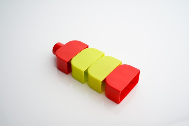 High angle view of toddler building block or brick