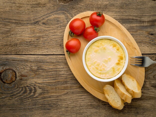 High angle view of tomatoes in bowl on table