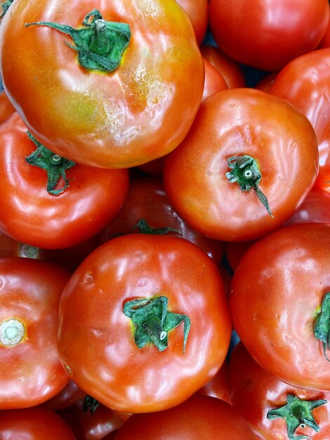 High angle view of tomatoes for sale in market