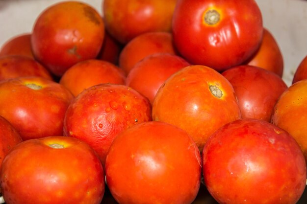 High angle view of tomatoes for sale in market