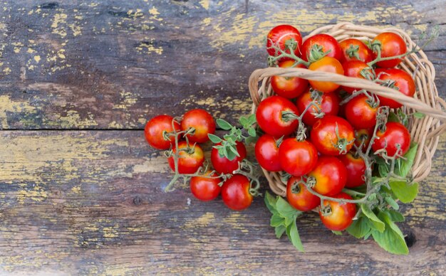 Photo high angle view of tomatoes on table