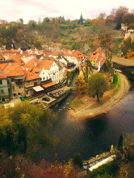 Photo high angle view of town against sky