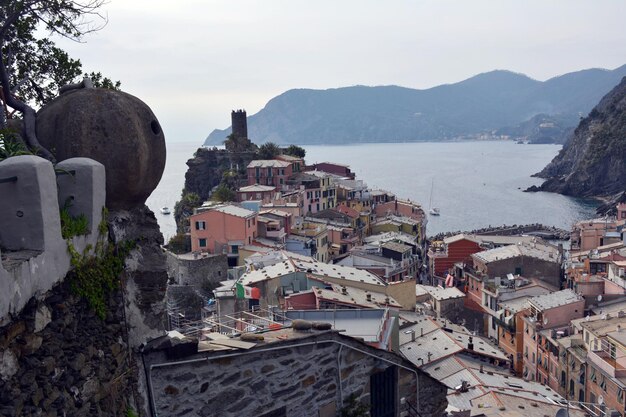 High angle view of town