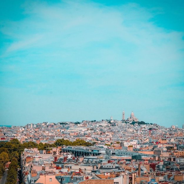 Photo high angle view of townscape against blue sky