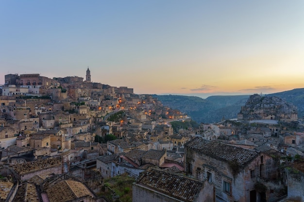 high angle view of townscape against sky at sunset