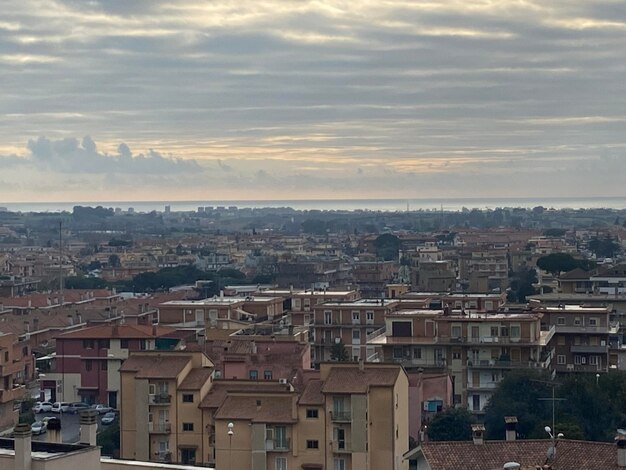 High angle view of townscape against sky