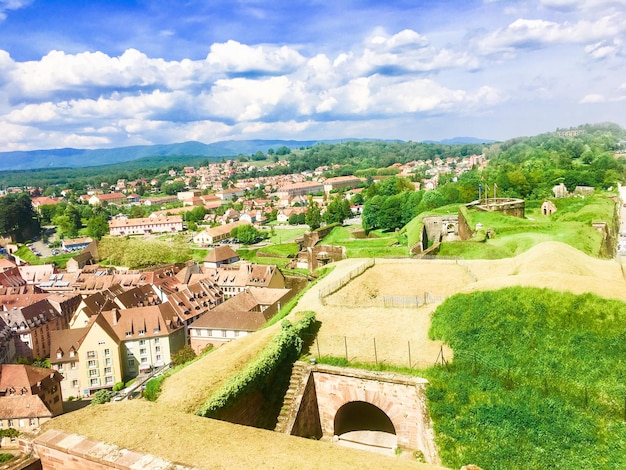 High angle view of townscape against sky