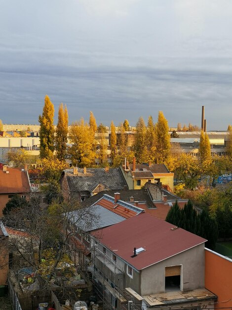 High angle view of townscape against sky