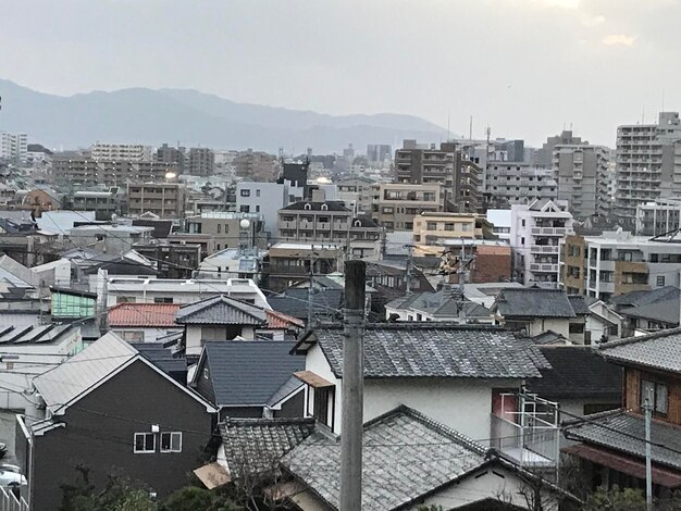 High angle view of townscape against sky