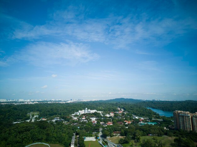 High angle view of townscape against sky