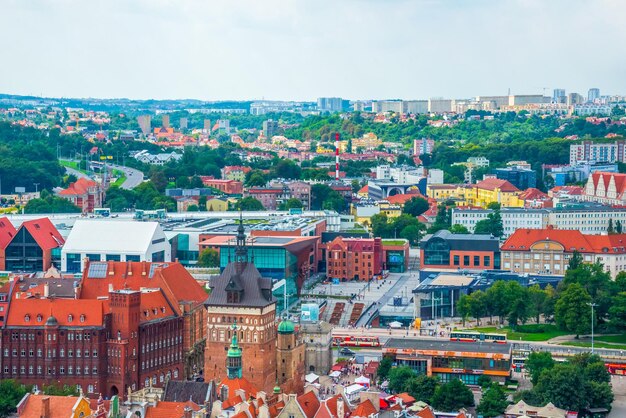 High angle view of townscape against sky