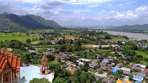 High angle view of townscape against sky