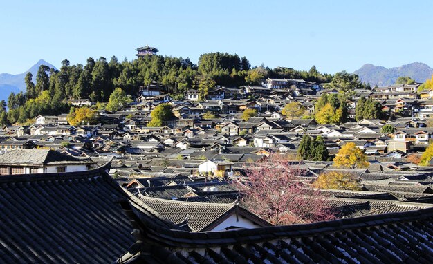 Photo high angle view of townscape against sky