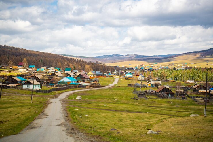 Фотография высокоугольный вид городского пейзажа на небе