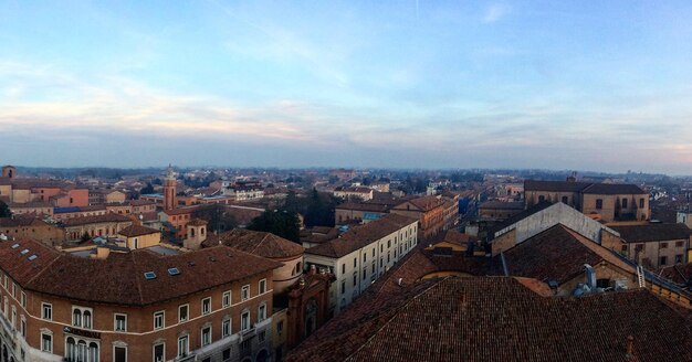 High angle view of townscape against sky