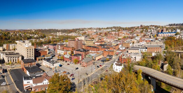 High angle view of townscape against sky