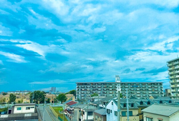 High angle view of townscape against sky