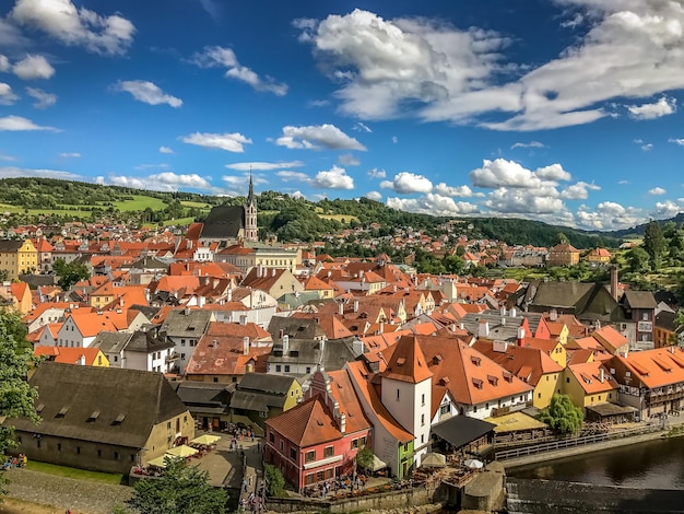 High angle view of townscape against sky