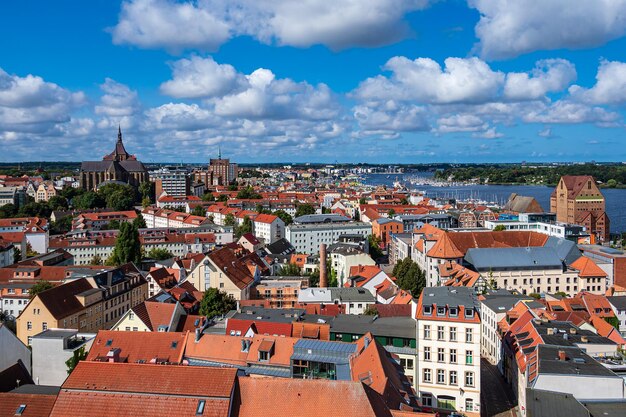 High angle view of townscape against sky