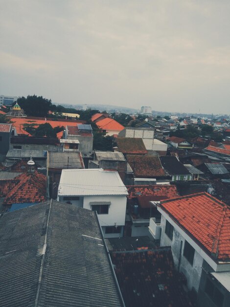 High angle view of townscape against sky