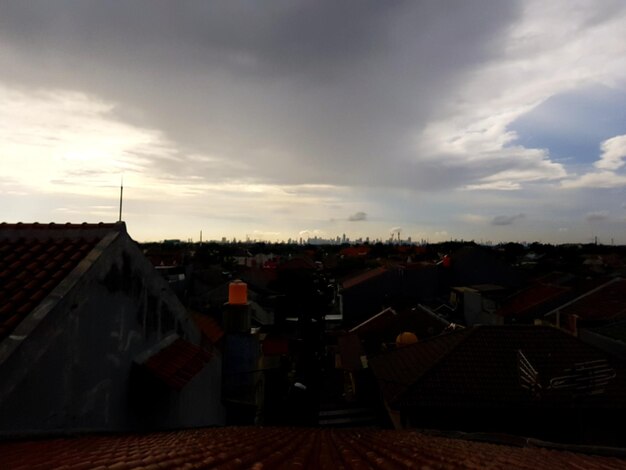 High angle view of townscape against sky