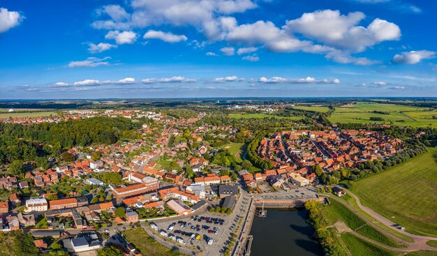 High angle view of townscape against sky