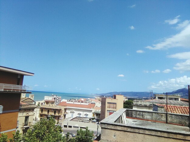 High angle view of townscape against sky