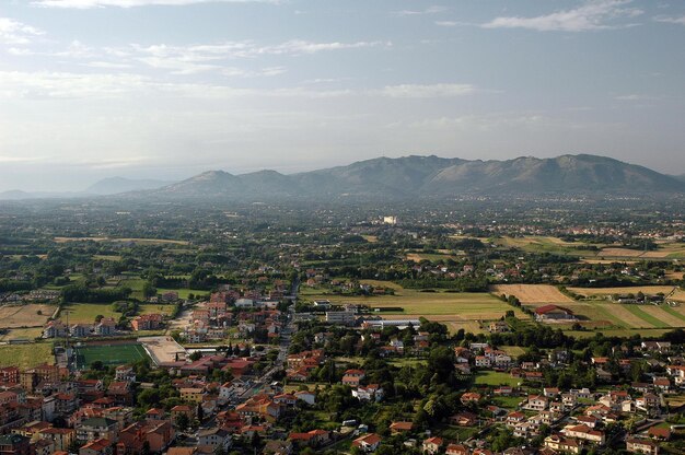 High angle view of townscape against sky