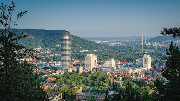 High angle view of townscape against sky