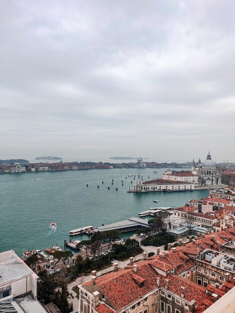 High angle view of townscape of venice