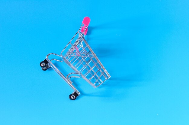 High angle view of toy car against blue background