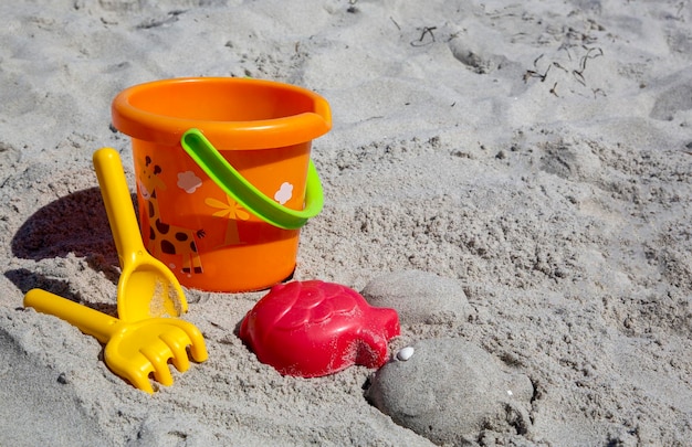 High angle view of toys on beach