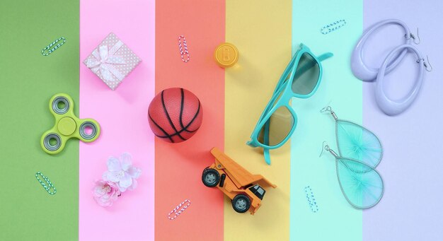 High angle view of toys on table