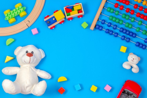 high angle view of toys on table