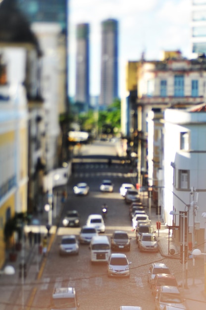 High angle view of traffic on city street