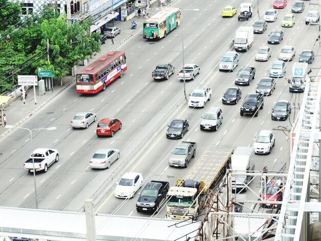 High angle view of traffic on city street