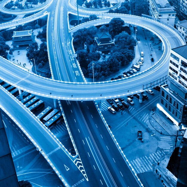 High angle view of traffic on road in city