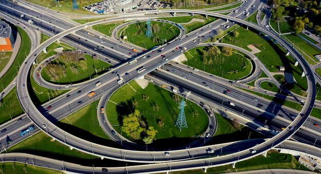 Photo high angle view of traffic on road