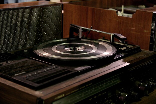 High angle view of turntable