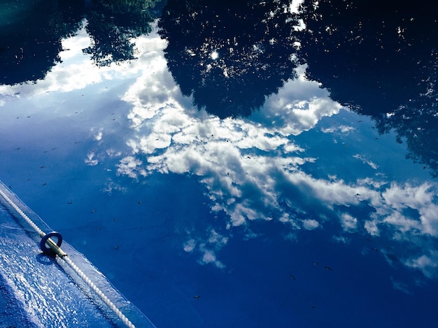 High angle view of turtle against blue sky