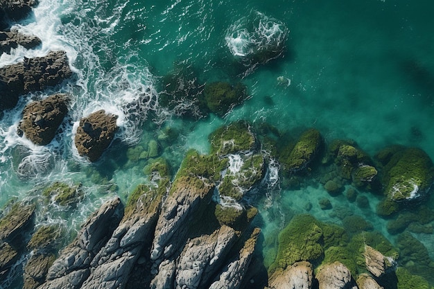 High angle view of uncalm ocean