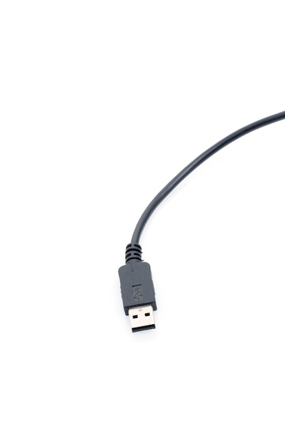 High angle view of usb cable against white background