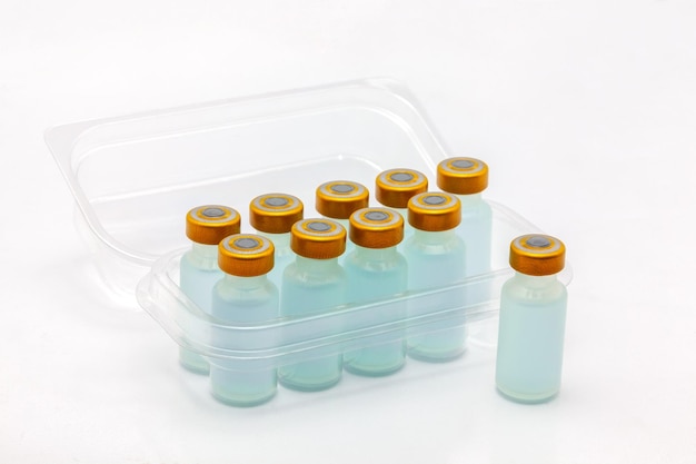 high angle view of various bottles on white background